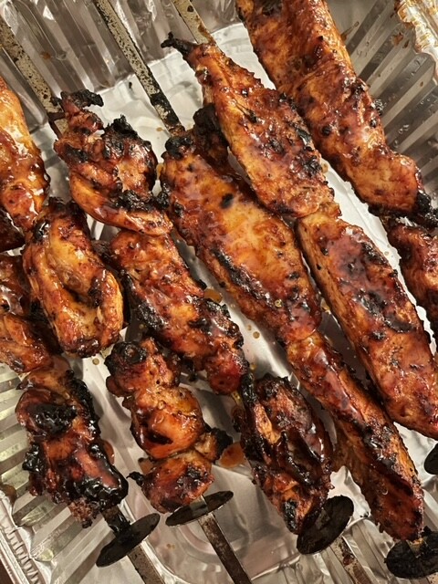 cooked chicken skewers