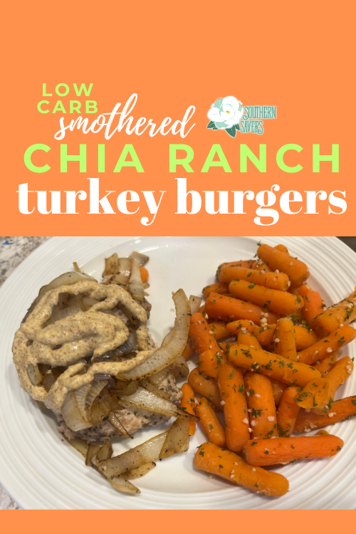 These chia ranch turkey burgers are low carb and smothered with onions and mustard. They only have 3 ingredients and taste delicious!