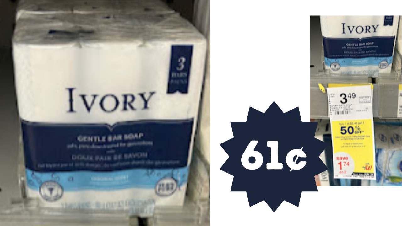 Ivory Bar Soap Get 3 bars for 61¢ at Walgreens, No Coupons Needed