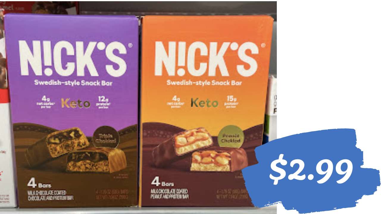 Save on Nick's Swedish KetoFriendly Snack Bars at Publix & Lowes Foods