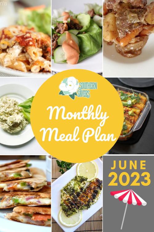 The June 2023 monthly meal plan is FREE and full of 30 delicious dinner ideas for the month, including Father's Day ideas!