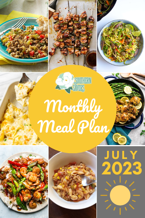 I'm back with my monthly post of meal ideas! Check out the FREE July 2023 monthly meal plan for 31 days of ideas for this month.
