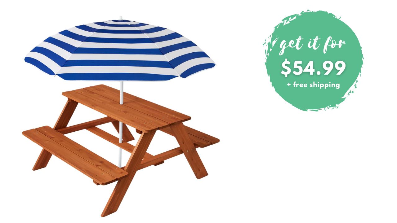 Kids Picnic Table with Umbrella $55 (reg. $90) :: Southern Savers