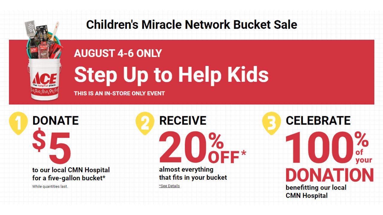 Ace Hardware Children's Miracle Network Bucket Sale Southern Savers