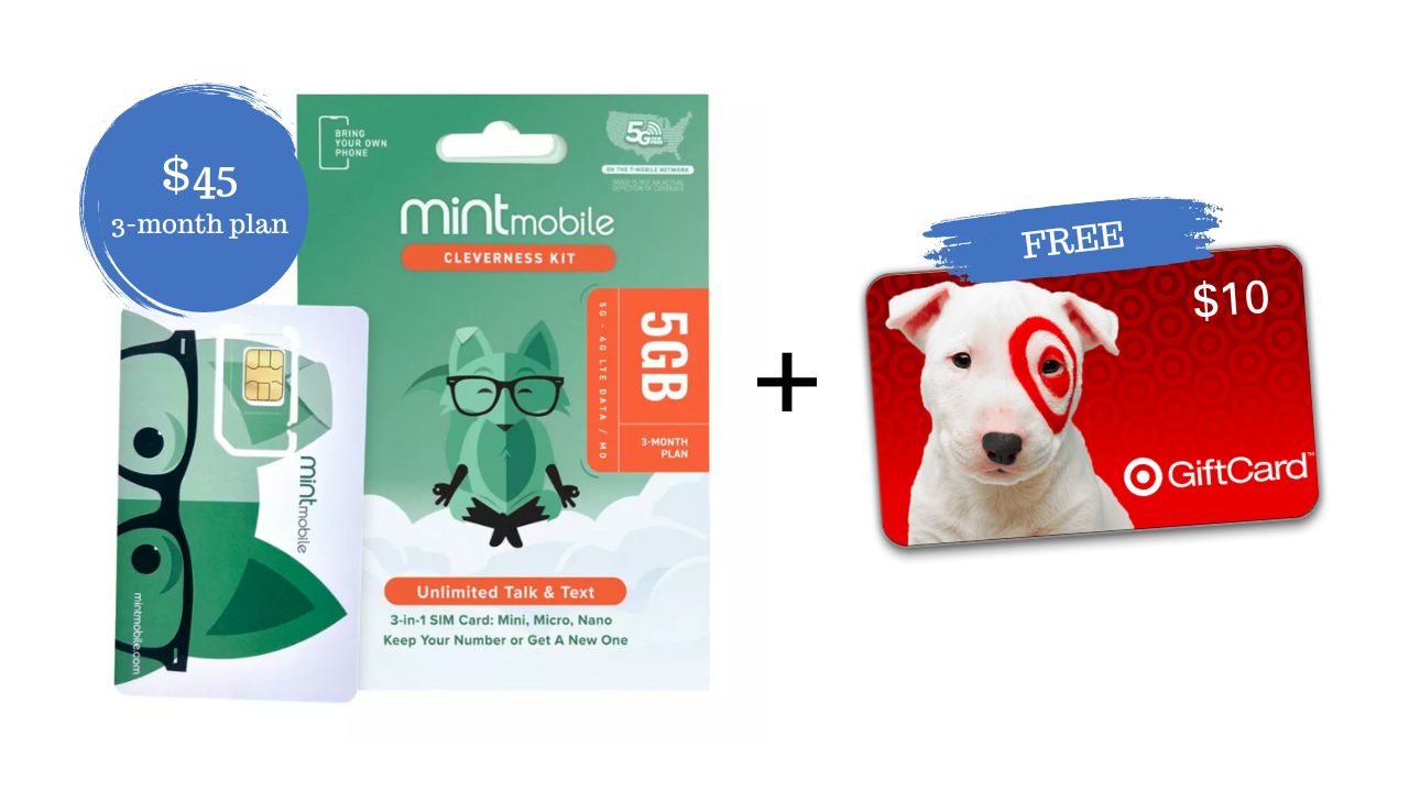 Free 10 Target Card wyb Mint Mobile 45 Unlimited 5GB Sim Kit