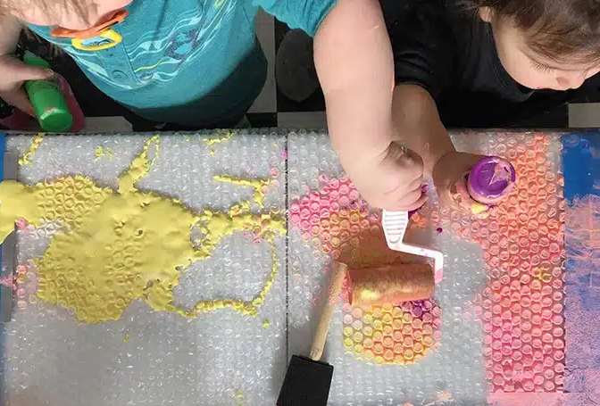 Bubble Wrap Painting Process Art