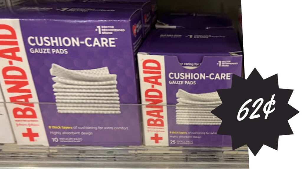 62¢ BandAid Cushion Care Gauze Pads Southern Savers