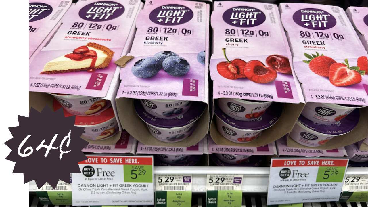 Get 4Packs of Dannon Light + Fit Zero Sugar Yogurt for 64¢ Southern