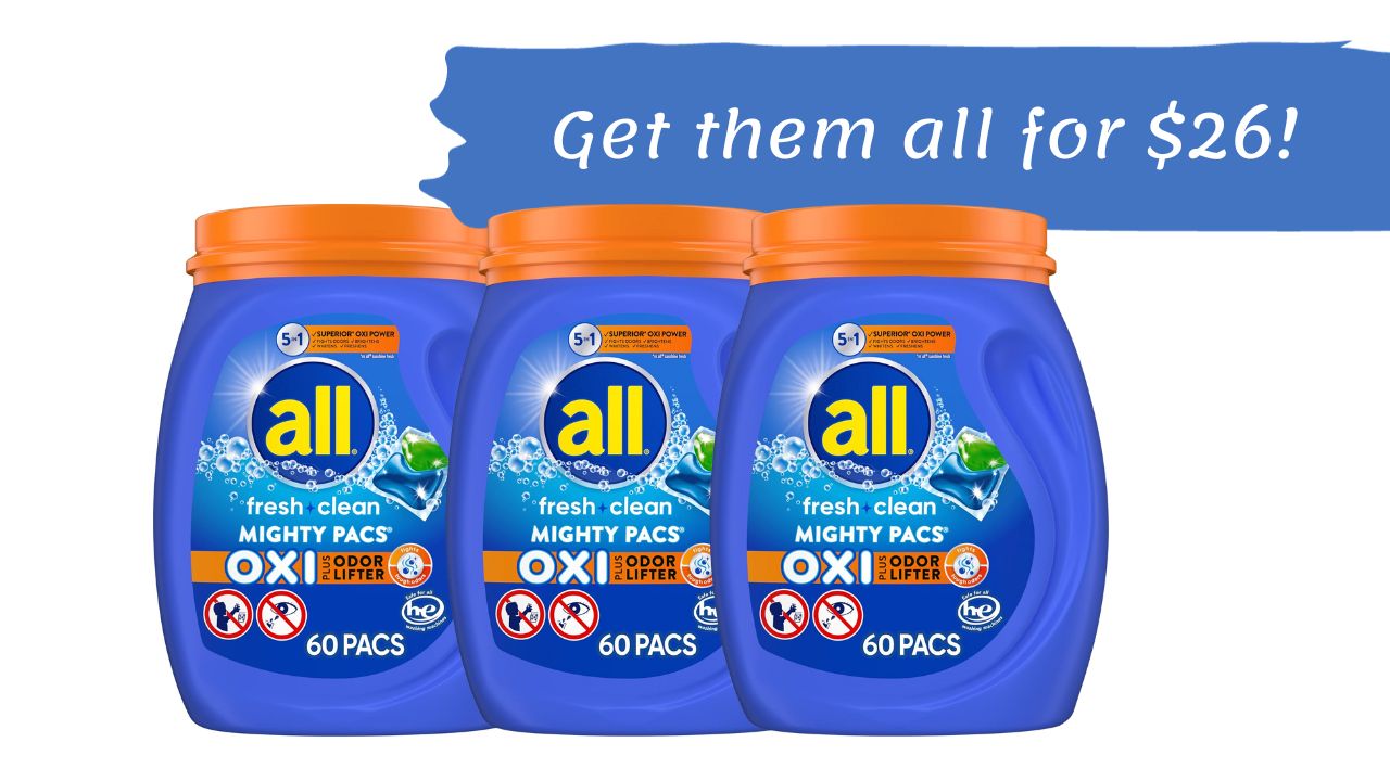 Amazon 60 Ct All Laundry Detergent Pacs 3 for 26 Southern Savers