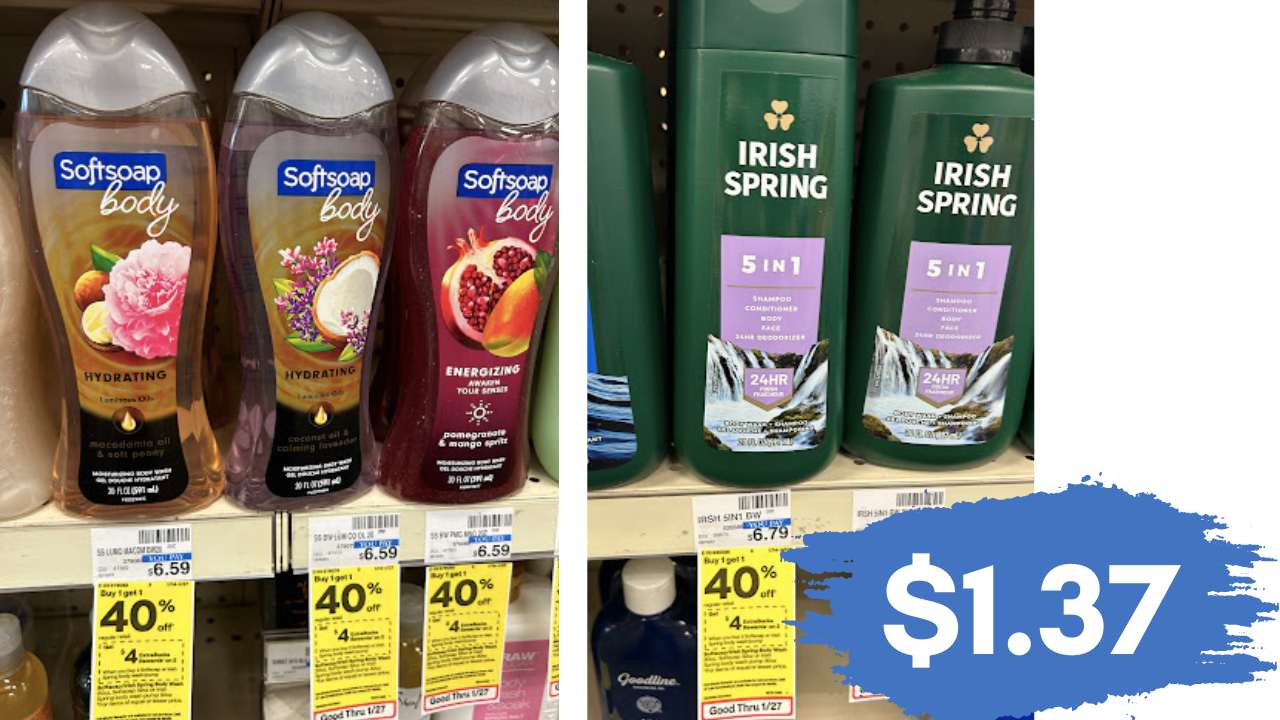 1.37 Softsoap & Irish Spring Body Wash at CVS Southern Savers