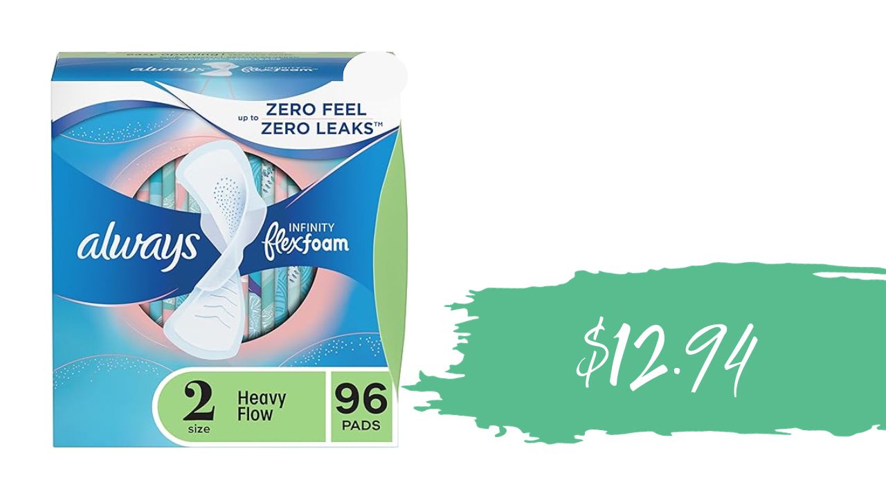 Amazon Deal Always Infinity Pads 96count 12.94 (reg. 24
