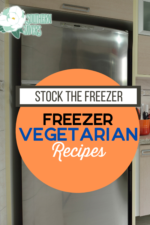 Stock the freezer frugally with these 5 freezer vegetarian recipes! I include a shopping list so you can prep them all at the same time.