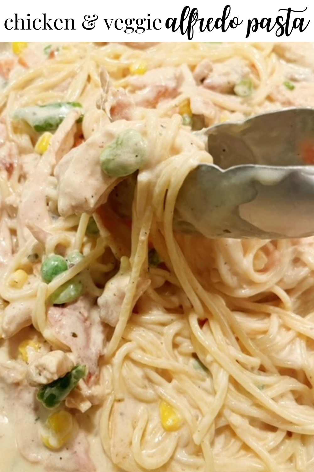 This alfredo pasta will be loved by your whole family! By using frozen veggies and rotisserie chicken, you'll have dinner ready so quickly.