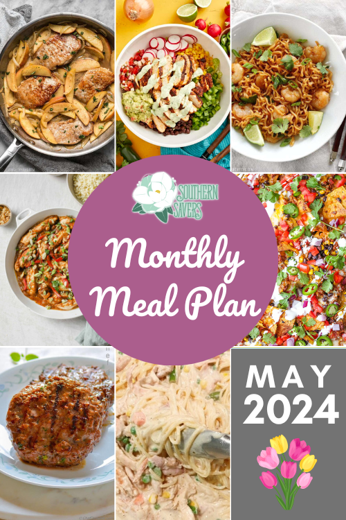 Download my free May 2024 monthly meal plan and make this coming month easier on your schedule as well as on your wallet! 