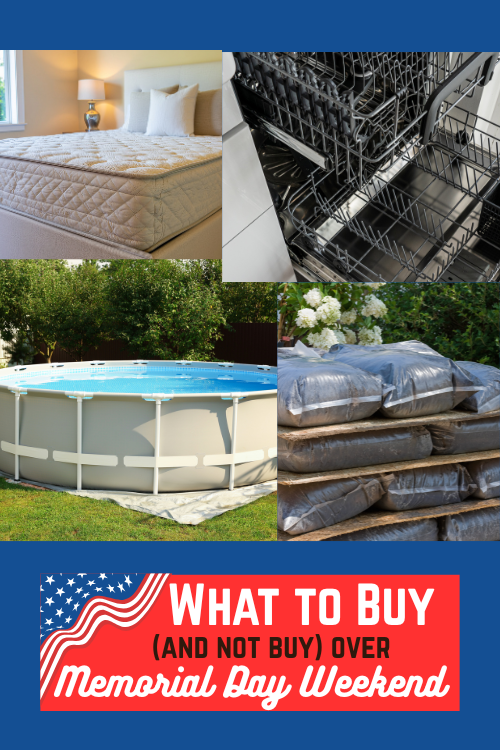 This is a great time of year to find deals on select items like appliances and mattresses. Check out my list of what to buy over Memorial Day weekend!