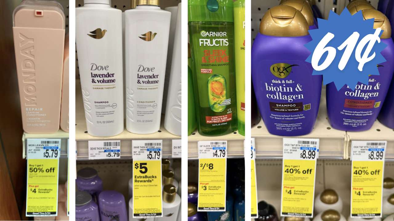 Huge Haircare Deals at CVS | 61¢ Garnier, Dove, Monday, and OGX ...