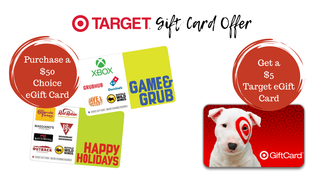 Get a Free $5 Target eGift Card with Select $50 Choice eGift Card ...