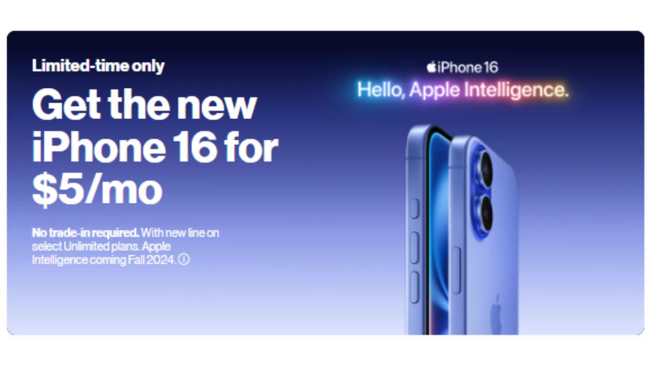 Verizon Offer | iPhone 16 for $5 a Month | No Trade-In Required ...