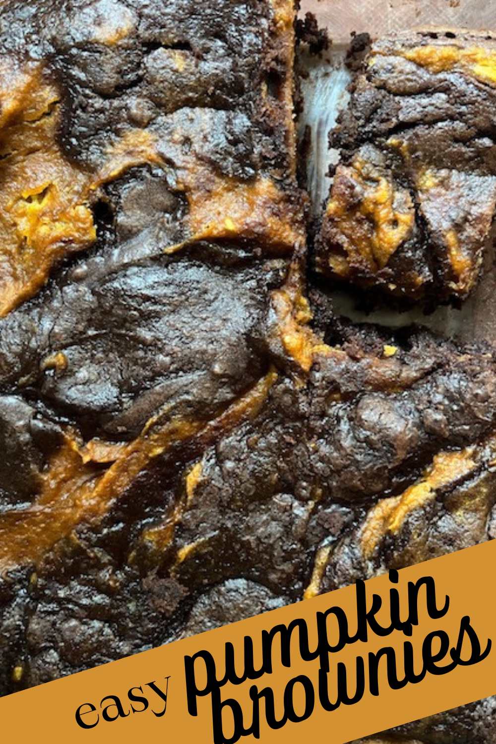 Looking for a fall-inspired dessert? Try these easy pumpkin brownies! Combine a box of brownie mix with a simple pumpkin batter to get a swirled and fudgy treat.