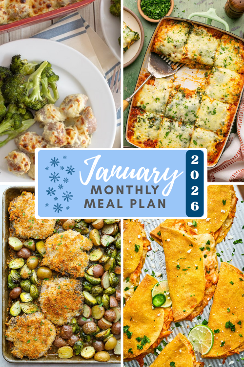 A new year is upon us, which means another year of free monthly meal plans! I'm using a new template and am excited to share new recipes with you.