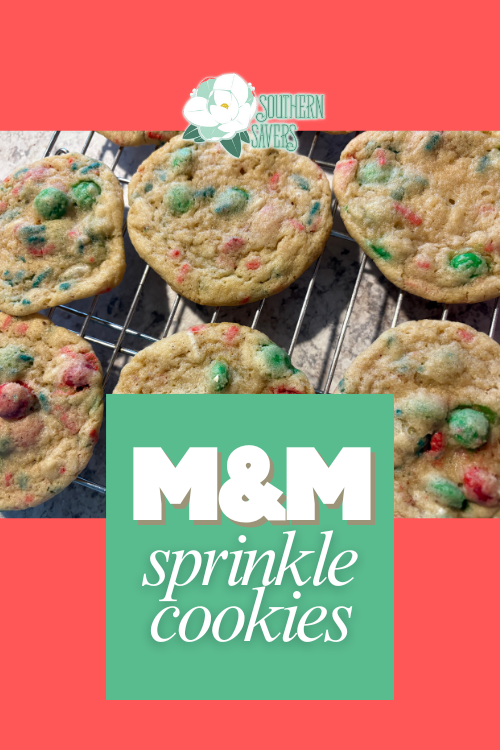 If you are looking for a fun cookie to make this Christmas season, these M&M sprinkle cookies are a great idea! Mix up the colors as you want to.