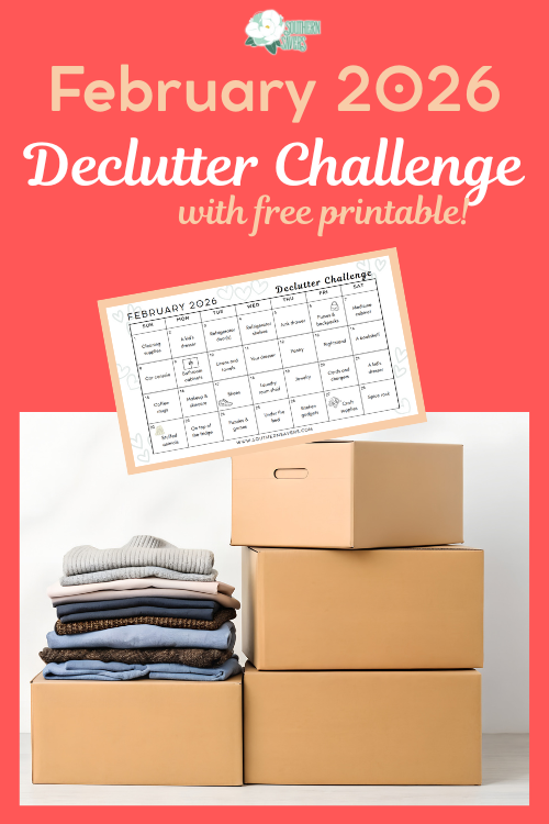 If you're looking to get rid of stuff but have lacked motivation, why not try my February 2026 declutter challenge! Keep track with the free printable.