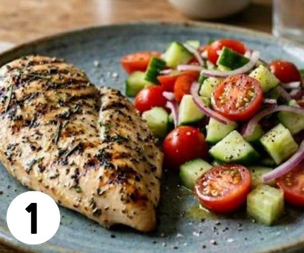 chicken tomato cucumber salad