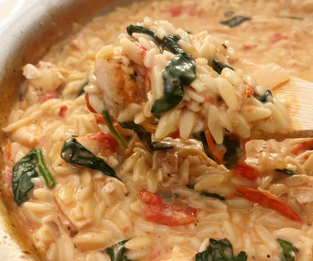 Looking for something different to make for your family's dinner? This one-pan creamy tomato chicken and orzo is SO delicious and not difficult at all!