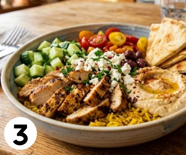 chicken hummus bowls